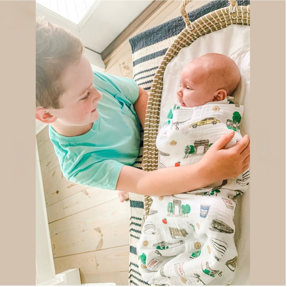 Little Hometown New York NYC muslin swaddle blanket